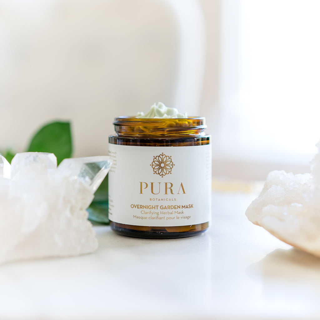 Overnight Garden Mask Clarifying Herbal Face Mask for acne prone and sensitive skin made by Pura Botanicals